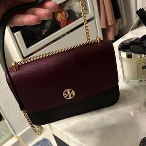 Tory Burch Maroon and Black Shoulder Bag
